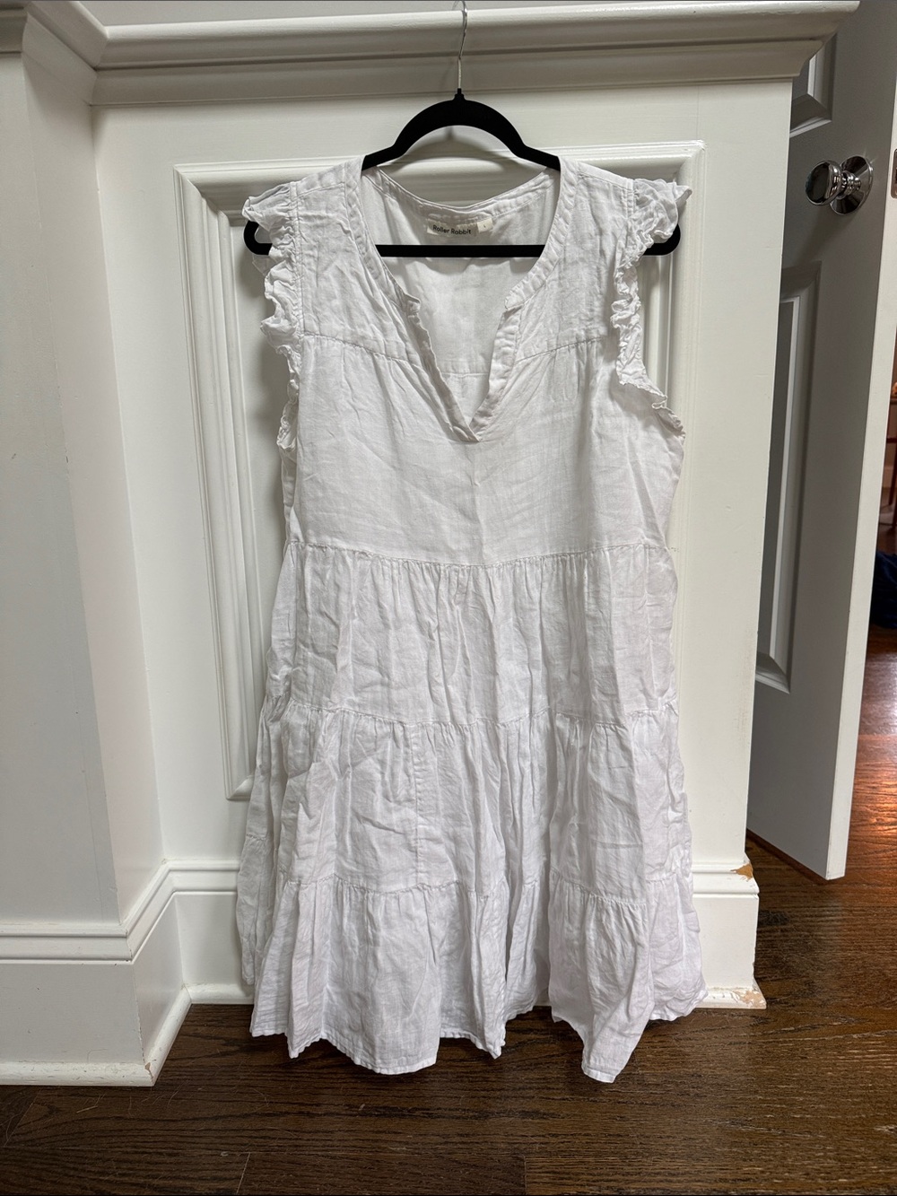 Roller Rabbit Lightweight White Tiered Summer Dress - size L